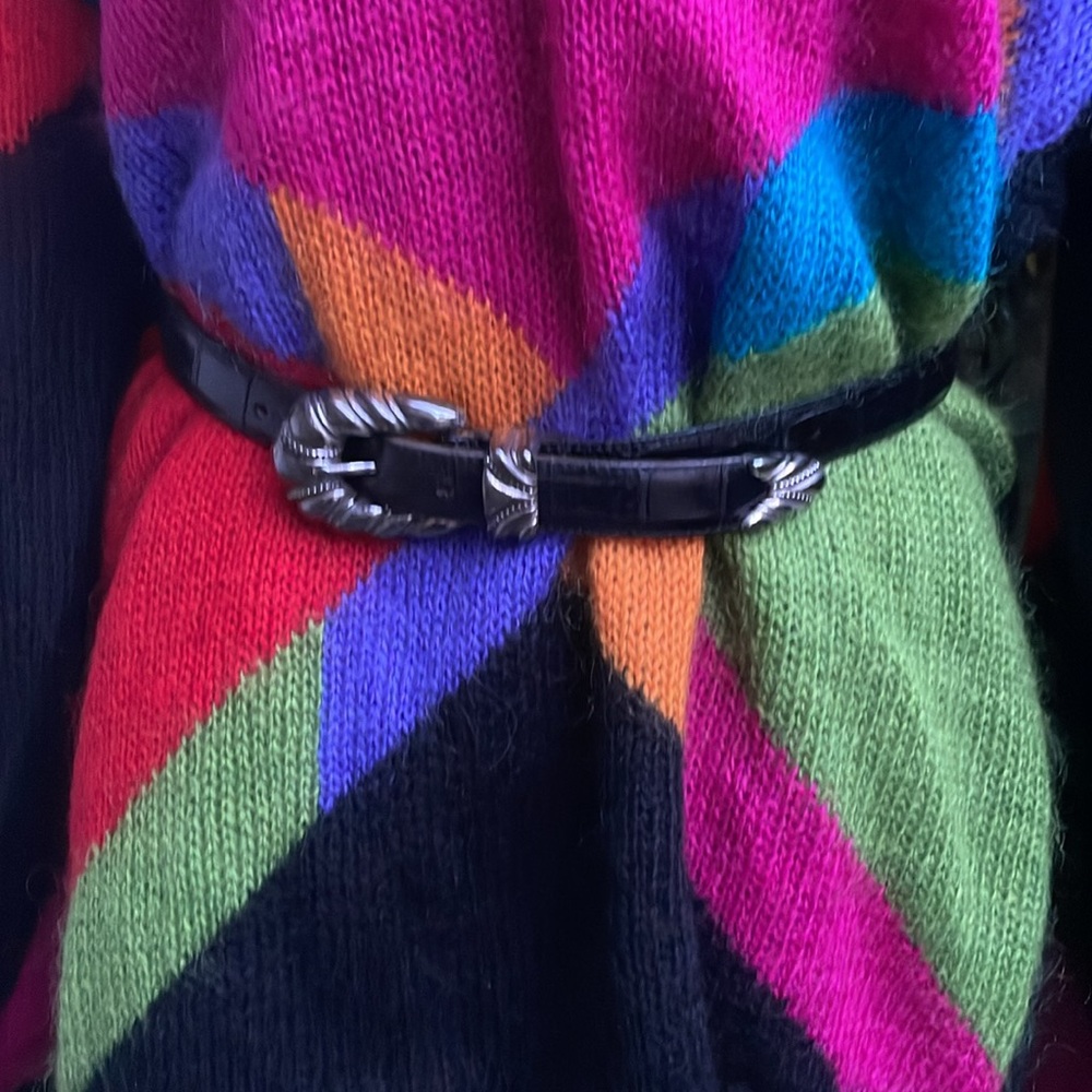 Vintage black/silver leather belt - Picture 7 of 10